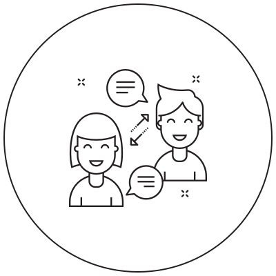 Two people communicating icon